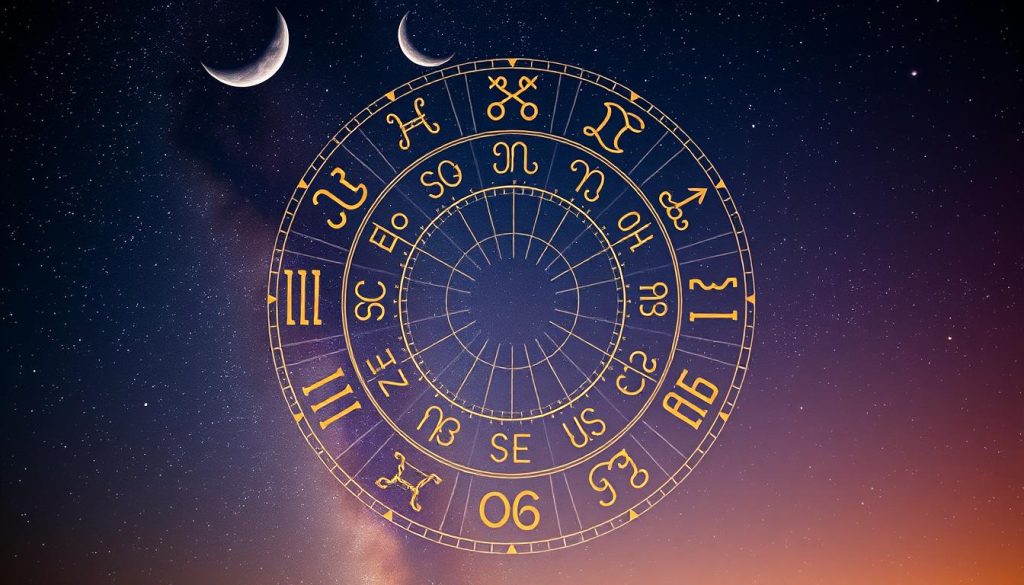 A detailed astrological forecast against a night sky backdrop, featuring the 12 zodiac symbols arranged in a circular pattern. The forecast should have a mystical, ethereal quality, with soft, ambient lighting illuminating the celestial elements. The scene should evoke a sense of wonder and introspection, capturing the essence of the horoscopes for September 30, 2025. The composition should balance the zodiac symbols with ethereal celestial details, such as glowing stars, crescent moons, and atmospheric hues. The overall aesthetic should feel both visually striking and spiritually resonant.