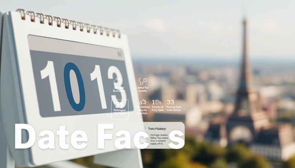 A high-resolution, detailed image of "date facts" for the United States, showcasing a clean, modern design. In the foreground, a sleek calendar display with the current date prominently featured. The middle ground includes small informative icons and infographic elements highlighting key historical events, notable birthdays, and astrological information for the date. In the background, a soft, blurred landscape or cityscape symbolizing the broader context of the day. The lighting is bright and natural, with a crisp, professional aesthetic. The composition is well-balanced, drawing the viewer's eye to the essential date-related details.