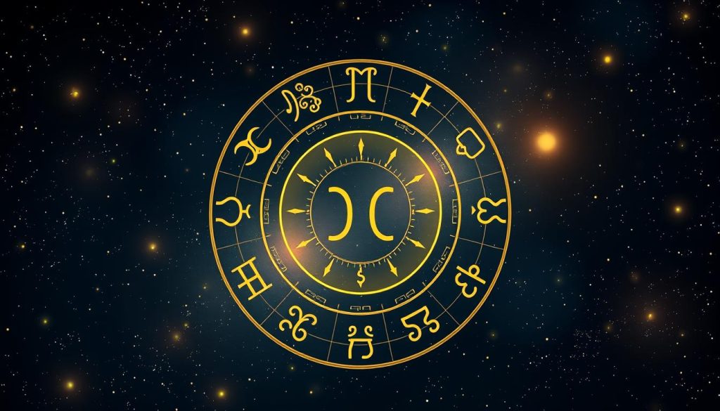 Detailed daily horoscope in a mystical, astrological style. Centered astrological symbols and zodiac signs against a starry night sky background. Soft, warm lighting illuminates the scene, creating a serene and contemplative atmosphere. The illustration should have a touch of whimsy and enchantment, reflecting the topic of horoscopes and astrology insights. Minimal, but effective use of color palette to convey the celestial theme. Overall, a visually striking and conceptually relevant image to accompany the "Horoscopes 30.10.2025: Daily horoscope and astrology insights for every sign" section.