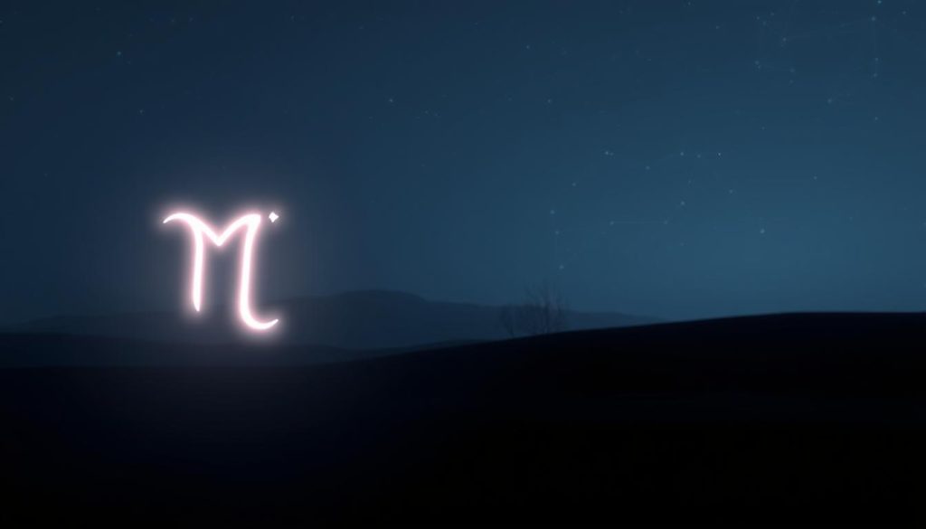 A serene, minimalist horoscope scene. In the foreground, an ethereal, glowing zodiac symbol floats against a dark background, casting a soft, mystical light. The middle ground features a geometric, low-poly constellation pattern, subtly pulsing with energy. In the background, a hazy, starry sky stretches out, creating a sense of depth and wonder. The lighting is muted and atmospheric, with cool, otherworldly hues. The overall composition is balanced and visually striking, evoking the themes of astrology, spirituality, and the mysteries of the cosmos.
